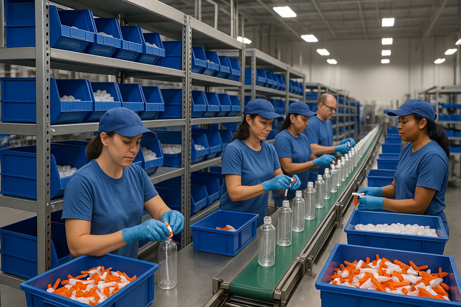 Soap dispenser assembly line — manufacturing foam pumps, lotion pumps, and trigger sprayers