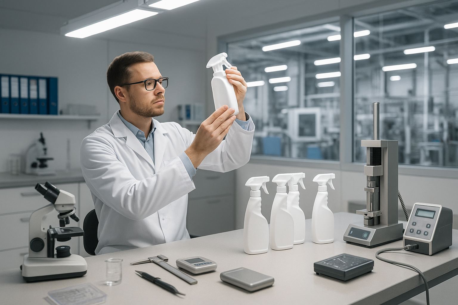Quality control testing of PP spray bottles — food-grade compliance verification